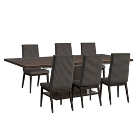 Venezia 200 cm Extending Dining Table and 6 Fluted Faux Leather Chairs Set - Walnut