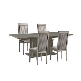 Venezia 160 cm Extending Dining Table and 4 Panelled Fabric Chairs Set - Grey