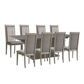 Venezia 160 cm Extending Dining Table and 8 Panelled Fabric Chairs Set - Grey