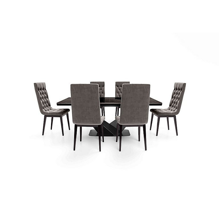 Vita Extending Dining Table and 6 Button Back Chairs - 300-cm