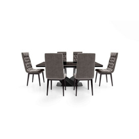 Vita Extending Dining Table and 6 Button Back Chairs - 300-cm