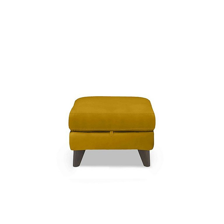 Wade Leather Storage Footstool - Yellow