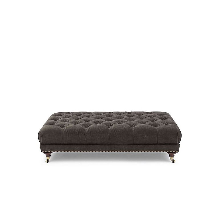 At The Helm - Wallace Fabric Rectangular Footstool with Castors - Brindle