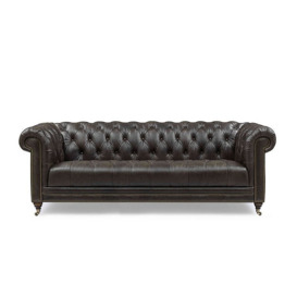 At The Helm - Walter 4 Seater Leather Chesterfield Sofa - Cannon