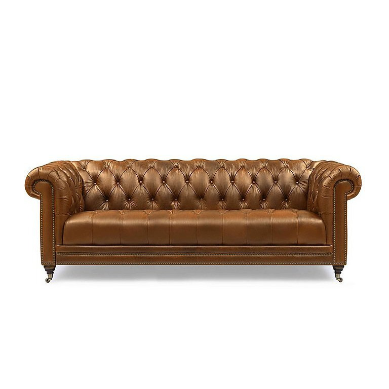 At The Helm - Walter 4 Seater Leather Chesterfield Sofa - Inca
