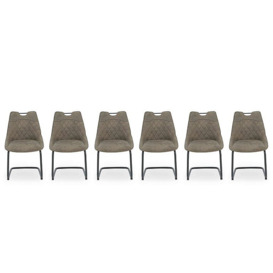 Warrior Set of 6 Cantilever Dining Chairs - Taupe