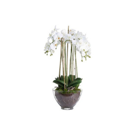 Large White Orchid Glass Pot
