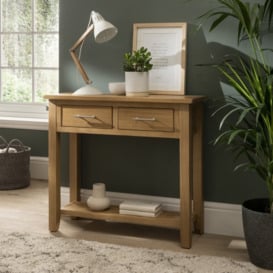 Oak City - NEW Nebraska Modern Oak 2 Drawers Console Table - Oak