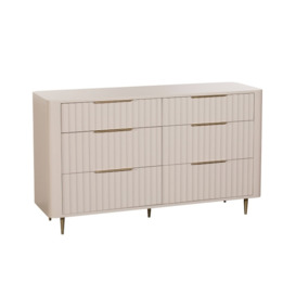 Lotus Painted Mahogany 6 Drawer Wide Chest of Drawers - Ivory