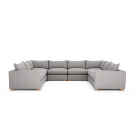 Metz 8 Seater U Shaped Sectional Corner Sofa - Mid Grey