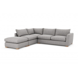 Metz 5 Seater L Shaped Sectional Corner Chaise Sofa - Right Hand Facing - Mid Grey