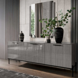 ALF Italia Novecento 3 Door Sideboard in Silverwood High Gloss - Silver