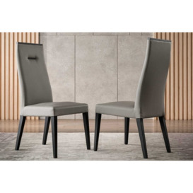 ALF Italia Novecento Set Of 2 Dining Chairs in Silver Eco Leather - Silver