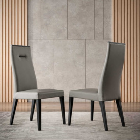 ALF Italia Novecento Set Of 2 Dining Chairs in Silver Eco Leather - Silver