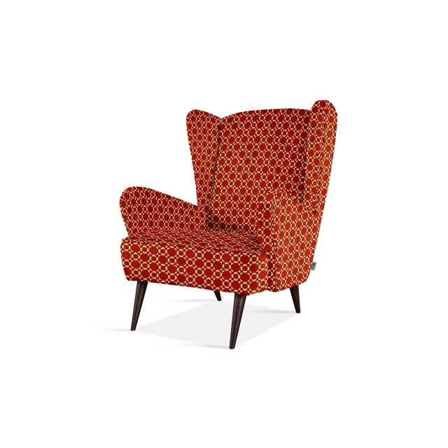 Orla Kiely Alma Wing Accent Chair in Retro Tile - Retro Tile Tomato