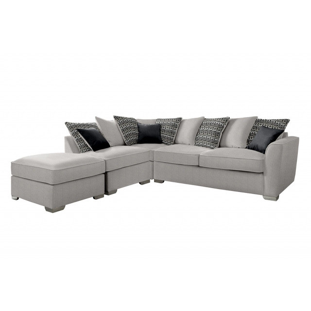 Fantasy L Shape Corner Chaise Sofa in Dallas - Dallas SilverNikon Charcoal