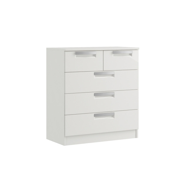 Milly High-Gloss 3 2 Drawer Chest of Drawers - White