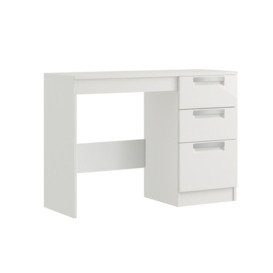 Milly High-Gloss Single Pedestal Dressing Table - White