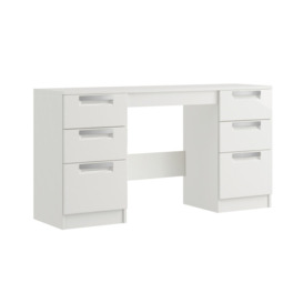 Milly High-Gloss Double Pedestal Dressing Table - White