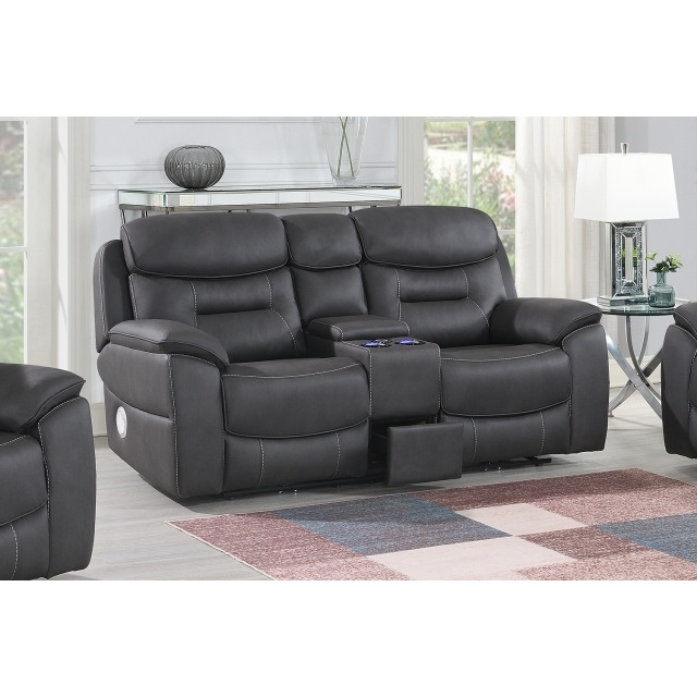 Series 3 - Ultimate Smart Tech 2 Seater Power Recliner Sofa with Console - Power Recliner with Headrest - Grey