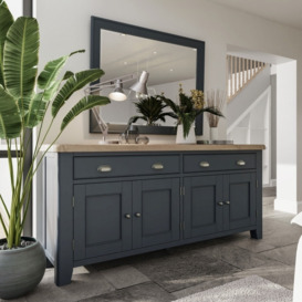 Smoked Painted Blue Oak 4 Door Sideboard