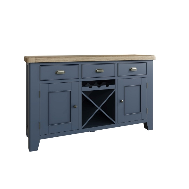 Smoked Painted Blue Oak Large Sideboard