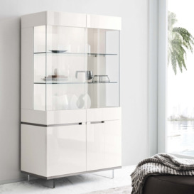 ALF Artemide Curio Display Cabinet 2 Door in White High Gloss - White