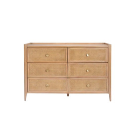 Java Rattan 6 Drawer Wide Chest of Drawers - Oak