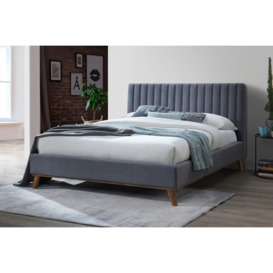 New York Upholstered Velvet Bed Frame in Dark Grey - King Size