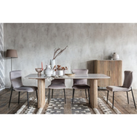 Rufus Reeded Mango Wood and Marble Dining Table - Mango Wood