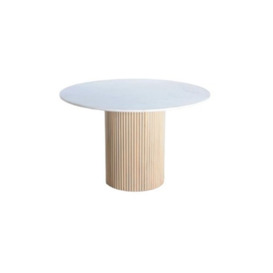 Rufus Reeded Mango Wood and Marble 120cm Round Dining Table - Mango Wood