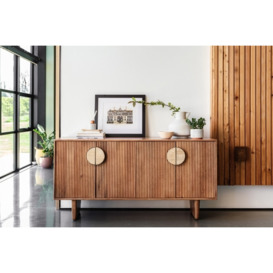 Arcadia Mango Wood Wide Sideboard with Travertine Gold Handles - Mango Wood