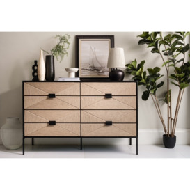 Raphael Black Wood and Jute Rope 8 Drawer Chest of Drawers - Black
