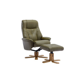 Dublin Swivel Recliner Chair and Stool - Olive Green