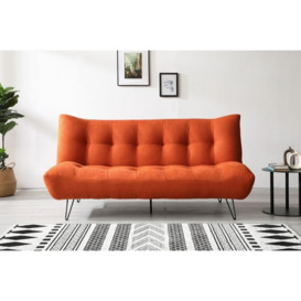 Lucy Click Clack Orange Sofa Bed with Deep Tufting - Orange