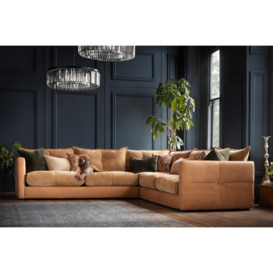 Alexander and James Quinn Leather and Fabric Mix Large Corner Sofa - Brown