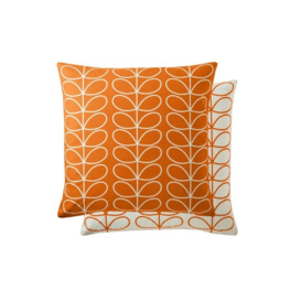 Orla Kiely Small Linear Stem Persimmon 50x50cm Feather Cushion - Orange