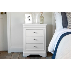 Chateau Warm White Large 3 Drawer Bedside Table - White