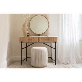 Rufus Reeded Mango Wood and Marble Dressing Table - Mango Wood