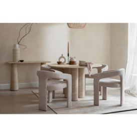 Idless Travertine Stone Round Dining Table with Cylindrical Legs - Stone