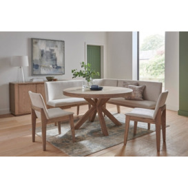 Feltz Smoked Oak 137cm Round Dining Table Set with 2 Chairs and Corner Bench Set - Smoked Oak