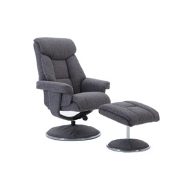 Bianca Swivel Recliner Chair and Stool - Lisbon Grey