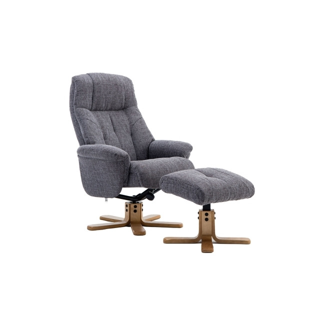 Dublin Swivel Recliner Chair and Stool - Lisbon Grey