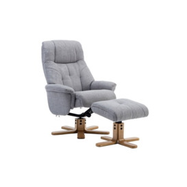 Dublin Swivel Recliner Chair and Stool - Lisbon Silver