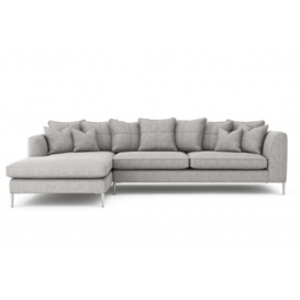 London Large Pillow Back Chaise Sofa - Left Hand Facing - Mid Grey