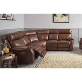 La-Z-Boy Winchester Leather Corner Sofa - Manual Recliner - Brown