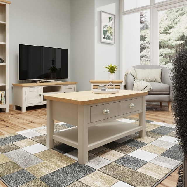 Oak City - Dorset Painted Truffle Grey Oak Coffee Table - Grey