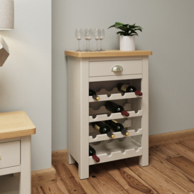 Oak City - Dorset Painted Truffle Grey Oak Wine Rack Cabinet - Grey