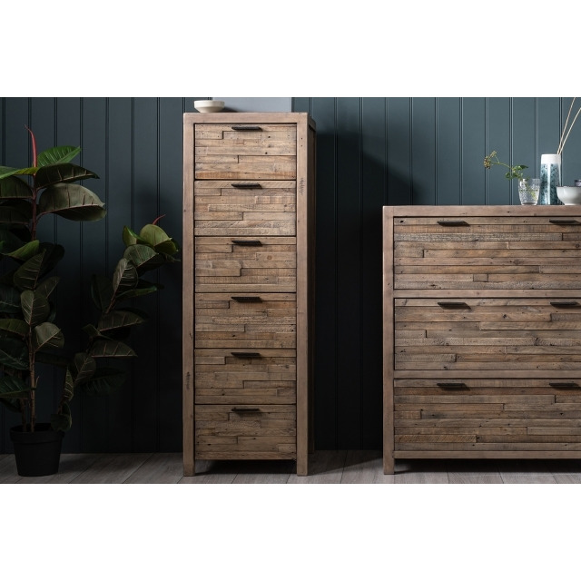 Yosemite Reclaimed Wood 6 Drawer Tall Chest of Drawers - Reclaimed