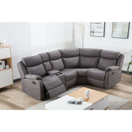 Ellena Grey L Shape Recliner Corner Sofa with Storage - Manual Recliner - Mid Grey